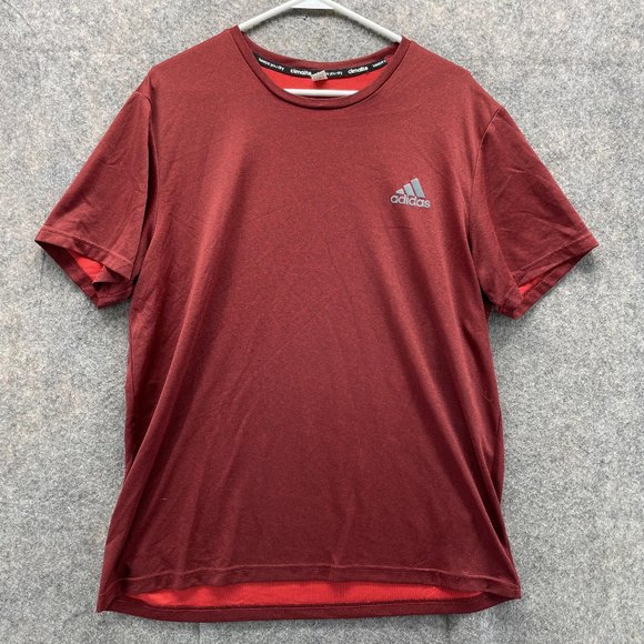 Adidas Shirt Men Large Adult Red Athletic Training Fit Gym Polyester Outdoors - Picture 1 of 12